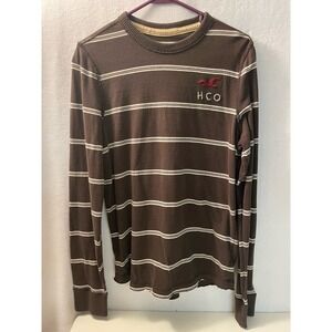 Hollister Men long sleeve T‎ shirt striped vintage brown